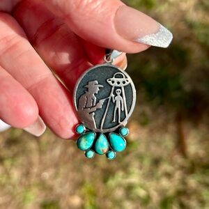 925 Sterling Silver and Turquoise Space Cowboy Pendant